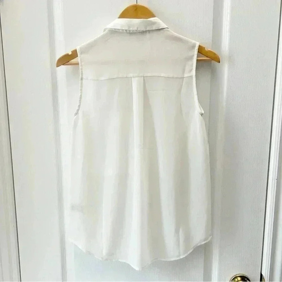 RW&CO Blouse Sheer  Sleeveless Shell White Button Front Shirt Size XS - Picture 6 of 16